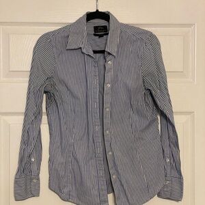 J. Crew Navy and White Striped Casual Shirt